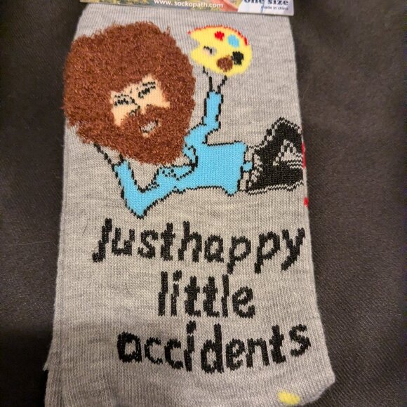 2 pair NWT Bob Ross socks sizes men 8-12 and women 9-14 - Picture 3 of 5